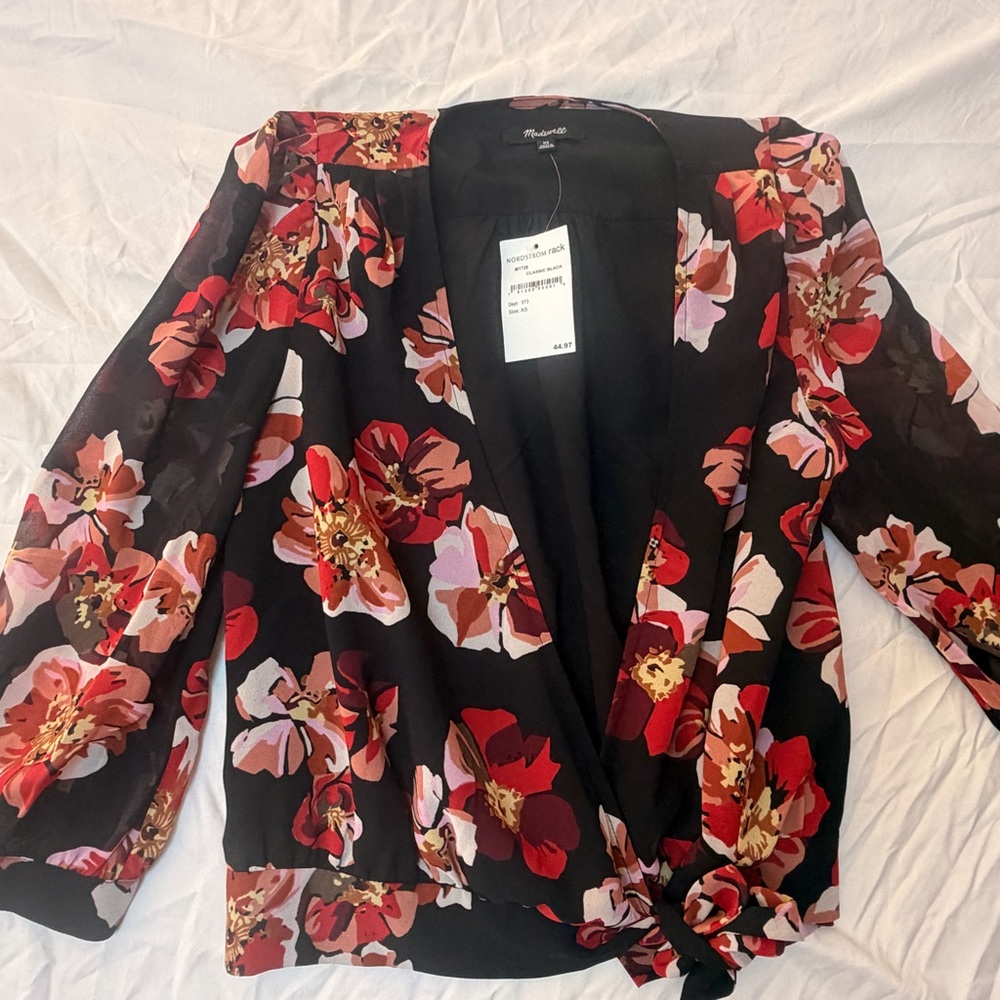Madewell Black Floral Top